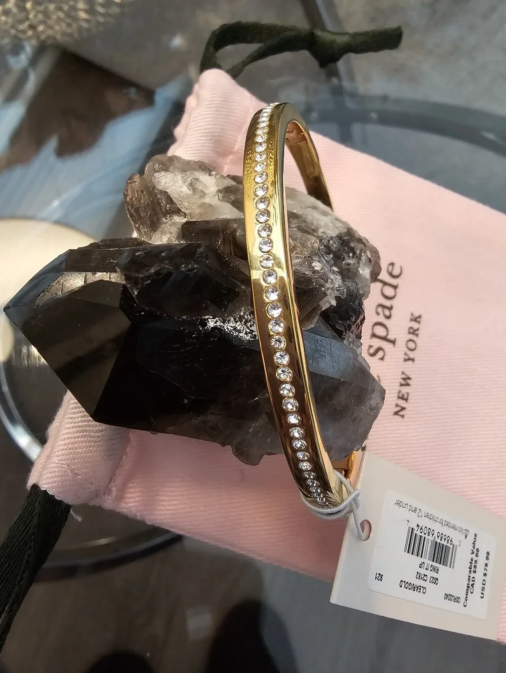 kate spade Gold Crystal-Trim Hinged Bangle Bracelet - Picture 2 of 7